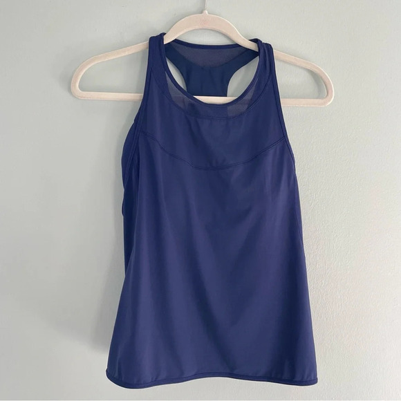 Lululemon Mesh Detail Tank Top Navy 6 - Picture 1 of 9